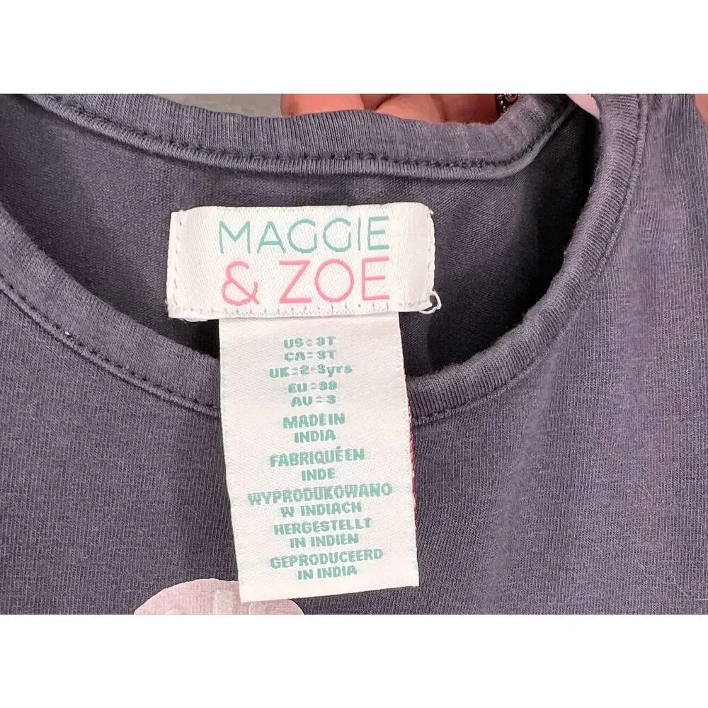 Maggie & Zoe Toddler Girls 2-Pack Tops Mustard Yellow Peplum & Navy Ice Cream 3T